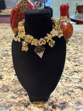 Gold Charm Cluster Necklace for Women